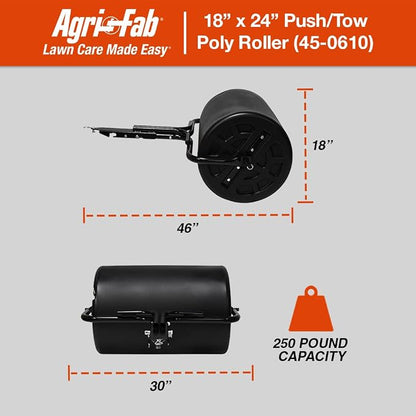 Agri-Fab 18 in x 24 in Push/Tow Behind Poly Lawn Roller, 250 lb Water Capacity with Steel Frame, Made in USA
