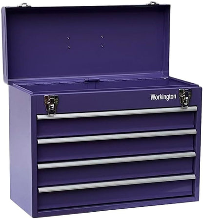 Workington Portable Metal Tool Chest with 4 Drawers, 20" 4-Drawer Tool Chest Cabinet with Ball Bearing Drawer Slides, Steel Tool Storage Box Organizer 4004 Purple