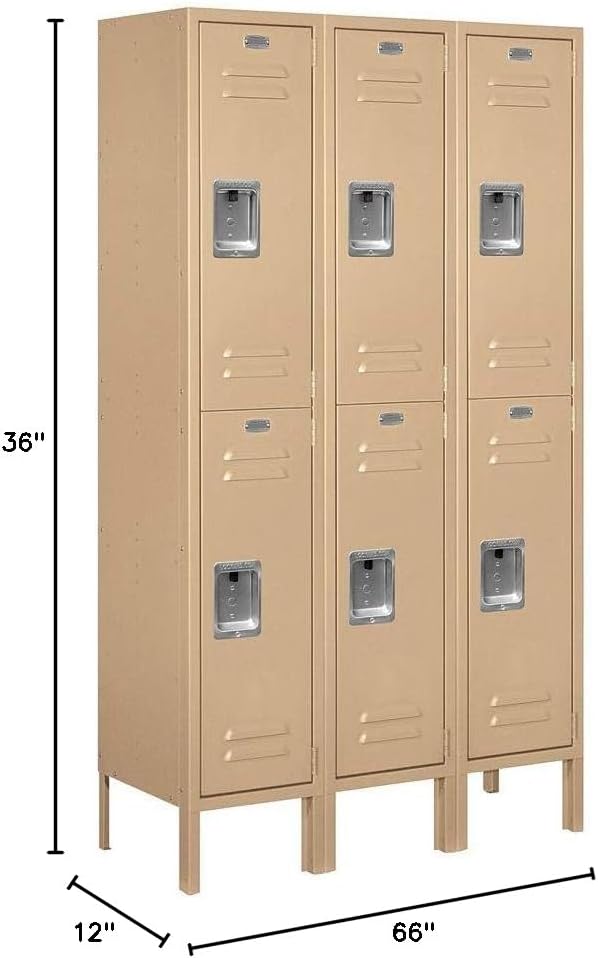 Salsbury Industries 62352TN-U Double Tier 36-Inch Wide 5-Feet High 12-Inch Deep Unassembled Standard Metal Locker, Tan Brown