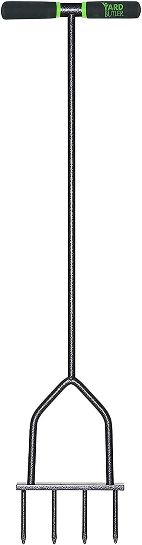 Yard Butler Spike Aerator - Durable Lawn Aerator for Easy Lawn Care & Healthy Growth - Prevent Lawn Damage by Breaking Up Compaction - Ergonomic Gardening Tool