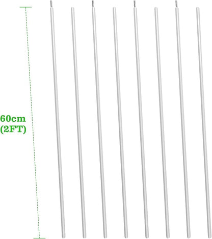 ANLEOLIFE 8-Pack 24 Inch Raised Garden Bed Support Rods, Reinforcement Stabilizer Bracing Kit with Connector Studs & Screws to Prevent Bowing in Raised Garden Beds, Quartz Grey, Antique White