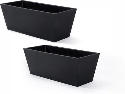 Step2 Tremont Trough Planter 2-Pack, Large Resin Planters for Outdoor Plants, Self-Watering, Black