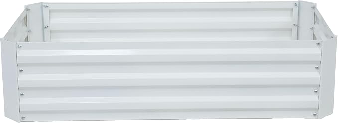 Sunnydaze Galvanized Raised Garden Bed - Outdoor Planter Box for Backyard or Patio - Steel Metal Raised Bed for Gardening Vegetables, Flowers, Herbs - 47 x 23 x 12 in - Ivory White - Rectangle
