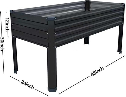 DIIYIV 2PCS Galvanized Raised Garden Bed with Legs,48×24×30in Black | Elevated Planter Box for Backyard,Garden, Patio, Balcony, 400lb Capacity
