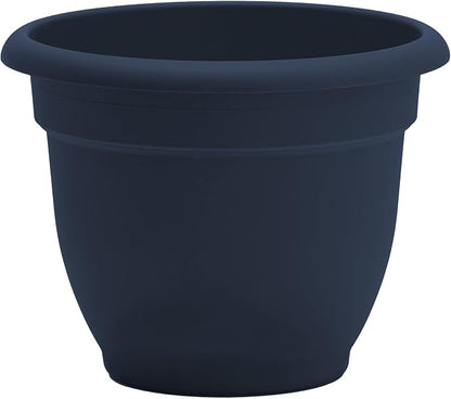 Bloem Ariana 12" Plastic Self-Watering Planter, Navy, 2-Pack | Self-watering disk at the bottom of each pot that acts as a water wick and reservoir for optimal plant health