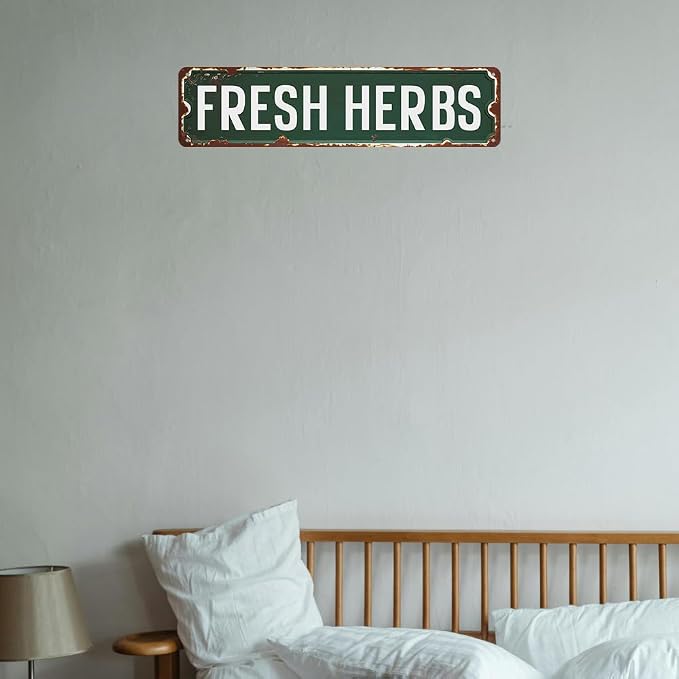 Fresh Herbs Sign Herb Garden Signs Vintage Tin Metal Signs For Home Kitchen Garden Farmhouse Wall Decor 16x4 Inches