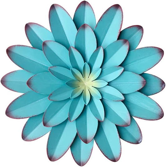 AHYS Wall Art Metal Wall Decor, 12Inch Blue - Indoor Outdoor Metal Flowers Wall Decor for Living Room Bedroom Bathroom Garden