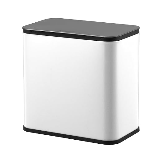 1.3 Gallon/5L Slim Stainless Steel Trash Can with Lid, Odor Control Charcoal Filter, Removable Bucket, Hanging/Wall Mounted/Standing Waste Bin for Kitchen, Bathroom, Bedroom, Office - White