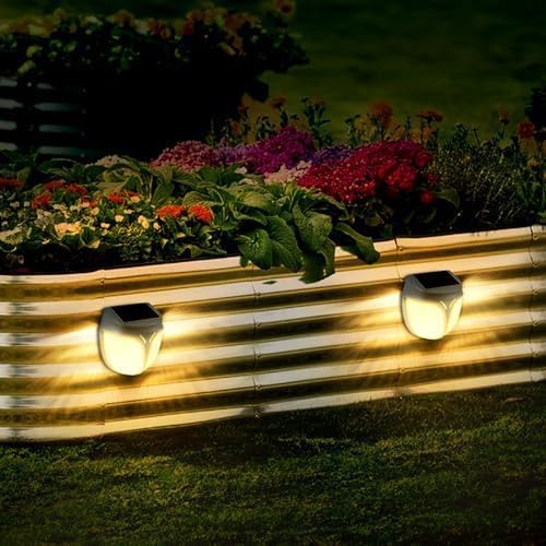 Raised Garden Bed Solar Lights Magnetic, IPX4 Waterproof Solar Lights Outdoor Dusk to Dawn, Solar Powered Garden Lights for Planter Raised Beds, 4 Pack