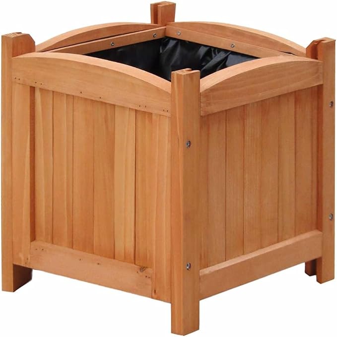 Set of 4 Wooden Raised Bed Planter Garden Boxes Outdoor, Outdoor Herb Garden Planter for Vegetables, Flowers, and Succulents, 11.8"x11.8"x11.8