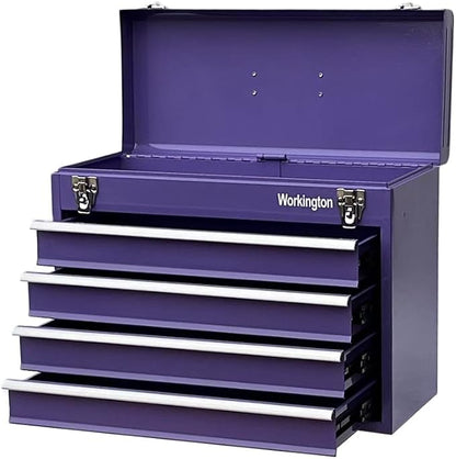 Workington Portable Metal Tool Chest with 4 Drawers, 20" 4-Drawer Tool Chest Cabinet with Ball Bearing Drawer Slides, Steel Tool Storage Box Organizer 4004 Purple