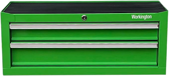 Workington Industrial 2 Drawers Portable Metal Intermediate Box, 26" Middle Tool Chest Cabinet with Ball Bearing Drawer Slides, Steel Tool Storage Box Organizer 4008 Green