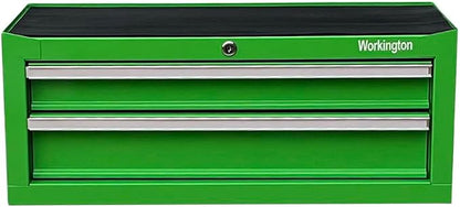 Workington Industrial 2 Drawers Portable Metal Intermediate Box, 26" Middle Tool Chest Cabinet with Ball Bearing Drawer Slides, Steel Tool Storage Box Organizer 4008 Green