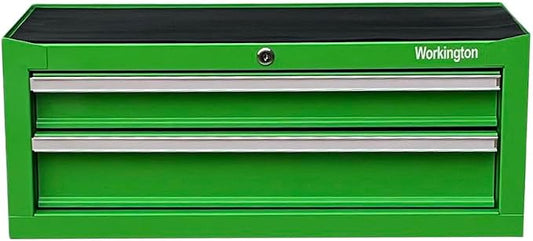 Workington Industrial 2 Drawers Portable Metal Intermediate Box, 26" Middle Tool Chest Cabinet with Ball Bearing Drawer Slides, Steel Tool Storage Box Organizer 4008 Green
