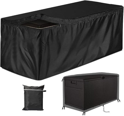 Deck Box Cover Waterproof Heavy Duty Patio Storage Box with Zipper Outdoor Ottoman Bench Cover Rectangular for Keter Suncast Lifetime Rain Snow Dust Resistant