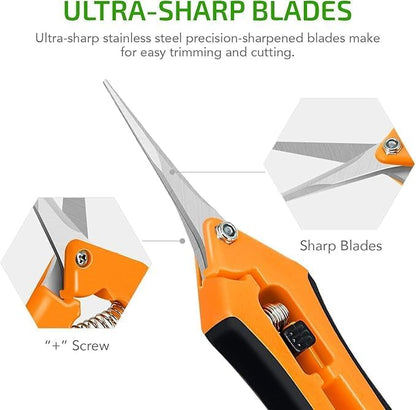 iPower 6.5 Inch Gardening Scissors Hand Pruner 6.5" Pruning Shear Gardening Hand Pruner for Gardening Potting with Titanium Coated Curved Precision Blades, Orange-1 Pack New