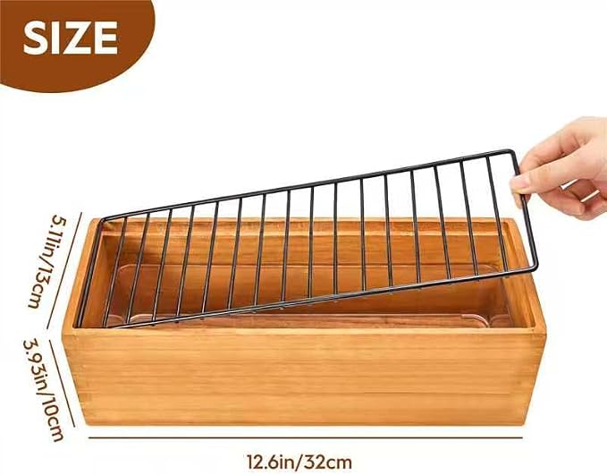 Wooden Cat Grass Planter (no Seeds Included) Anti Digging Design，with Anti-Digging Grid, Potting Soil Disks,Watering Bottle and Removable Plastic Liner,Cat Grass Kit for Indoor Cats Rabbits Pets