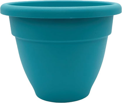 The HC Companies Caribbean Planter Pot - Outdoor & Indoor Plant Pot with Drainage Hole & Plug - Rolled Rim Plastic Pots for Plants & Flowers - Decorative Plant Pot (16" Dusty Teal, Pack of 1)