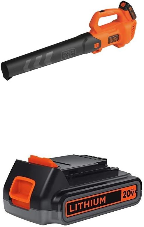 BLACK+DECKER 20V MAX Leaf Blower with Extra Lithium Battery 2.0 Amp Hour (BCBL700D1 & LBXR2020-OPE)