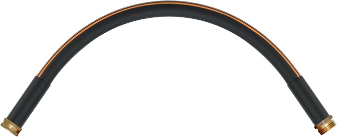 Atlantic Heavy Duty Garden Hose 2 ft x 5/8 Inch Black Color, Short Connection Leader Hose with Solid Brass Connectors (2 Feet)