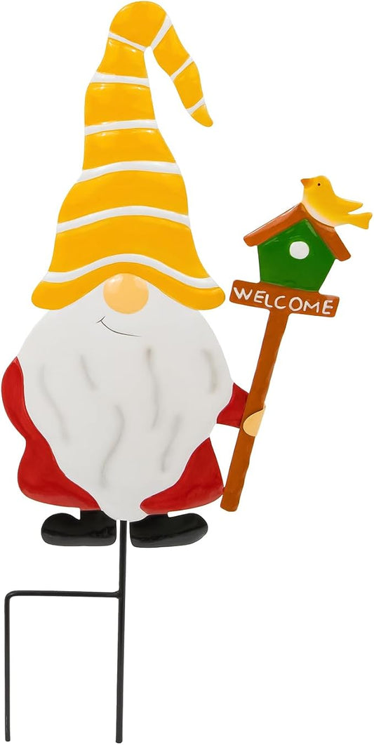 Garden Gnome Decorative Stake, Metal Welcome Sign Silhouette Art | Outdoor Iron Welcome Sign Yard Silhouette, Waterproof Weather Resistant Elf Lawn Ornament for Patio Porch Wall Art