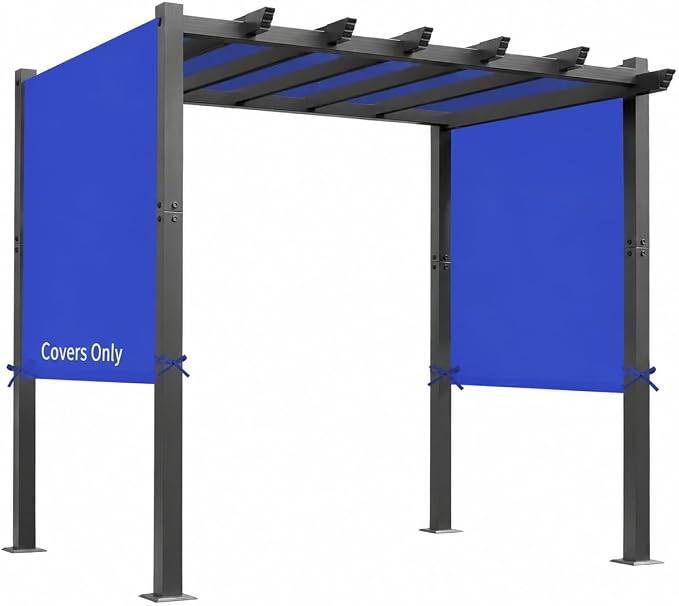 17' x 6.8' Waterproof Pergola Canopy Replacement Cover,Royal Blue | Waterproof polyester canopy with built-in drainage holes and adjustable tie straps for a secure fit in rain and wind.