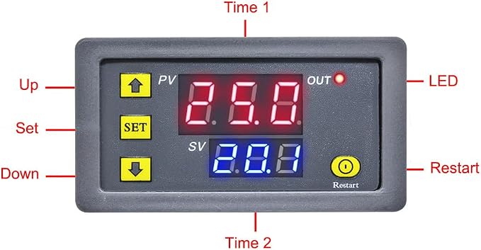 2Pcs Timer Delay Relay Programmable Cycle Timer Switch ON-Off Control LED Digital Display Time Relay Module (AC110V~220V/10A) Gray