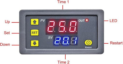 2Pcs Timer Delay Relay Programmable Cycle Timer Switch ON-Off Control LED Digital Display Time Relay Module (AC110V~220V/10A) Gray