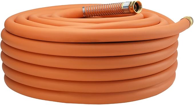 Wiseflow Garden Hose 100FT x 3/4", Heavy Duty Rubber Hose, Water Hose with Five Layered Braiding, Male Female Fittings, 1200PSI Burst, 300PSI Working for Yard, Car Wash, Pets (Orange)