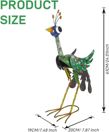 Metal Peacock Garden Statue,Outdoor Peacock Sculpture Decor Yard Art,Farmhouse Art for Yard, Patio, or Housewarming Present for Mom, Friends