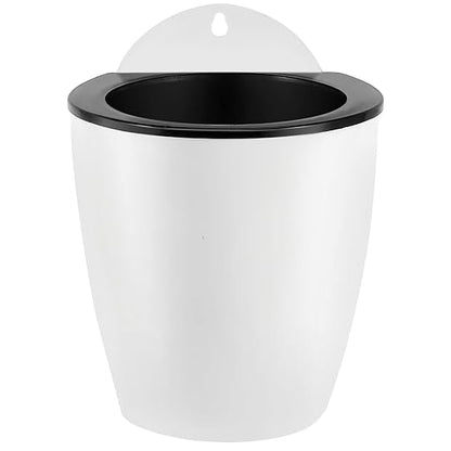 14 Pack 5 Inch Self Watering Wall Mounted Planters, Plant Flower Pots with Hooks and Wicks for Indoor and Outdoor, White