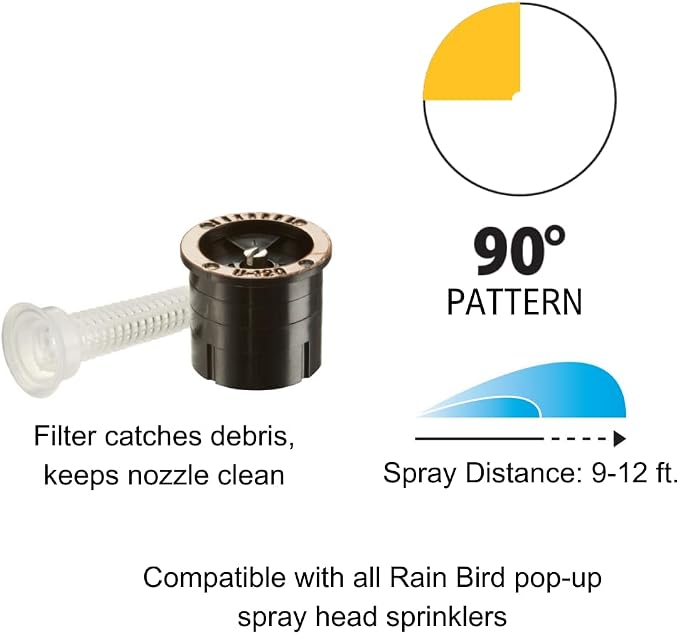 Rain Bird 12DSQ Dual Spray Nozzle, 90° Quarter Circle Pattern, 9' - 12' Spray Distance