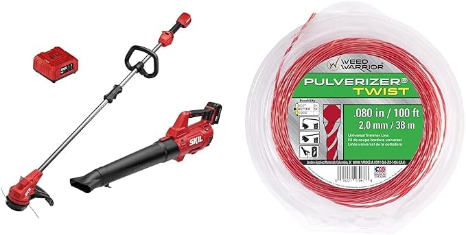 SKIL 20V String Trimmer & 400 CFM Leaf Blower Kit with 4Ah Battery, Charger, 13" Trimmer, Weed Warrior 0.080" x 100' Trimmer Line