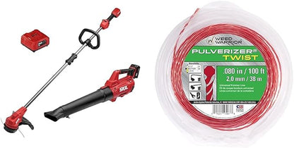 SKIL 20V String Trimmer & 400 CFM Leaf Blower Kit with 4Ah Battery, Charger, 13" Trimmer, Weed Warrior 0.080" x 100' Trimmer Line