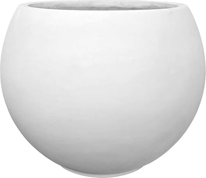 17" H x 21" Dia White Fiberstone Planter Pot with Drainage Hole, Extra Large Decorative Flower Pot for Indoor Outdoor Trees, Plants & Shrubs, Round Planter for Patio, Porch, Garden & Home Décor