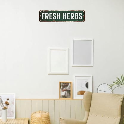 Fresh Herbs Sign Herb Garden Signs Vintage Tin Metal Signs For Home Kitchen Garden Farmhouse Wall Decor 16x4 Inches