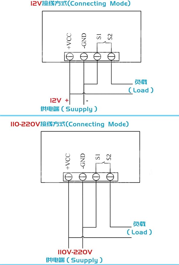 2Pcs Timer Delay Relay Programmable Cycle Timer Switch ON-Off Control LED Digital Display Time Relay Module (DC12V/20A) Gray