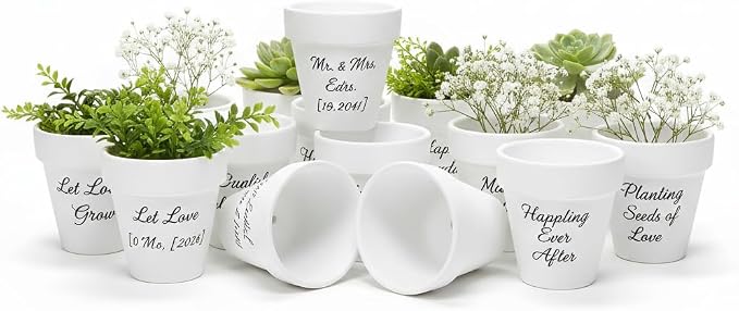 YESIACE White Terracotta Flower Pots with Drainage Holes, 4 Inches, 24 Pack, Suitable for Planting and Decoration