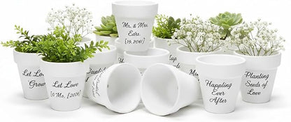 YESIACE White Terracotta Flower Pots with Drainage Holes, 4 Inches, 24 Pack, Suitable for Planting and Decoration