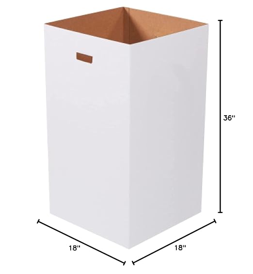 Box USA 50 Gallon 18 L x 18 W x 36 H 10-Pack Cardboard Trash Cans and Recycling Bins, Reusable or Disposable Pop Up Garbage Boxes