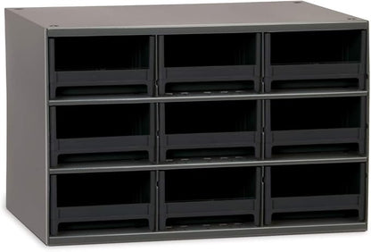 Akro-Mils Steel Garage Storage Cabinet, Small Parts Organizer Metal Cabinet for Hardware, Nails, Screws, Bolts, Nuts, and More, 17" W x 11" D x 11" H, 9-Drawer, Gray Cabinet/Black Drawers (19909)