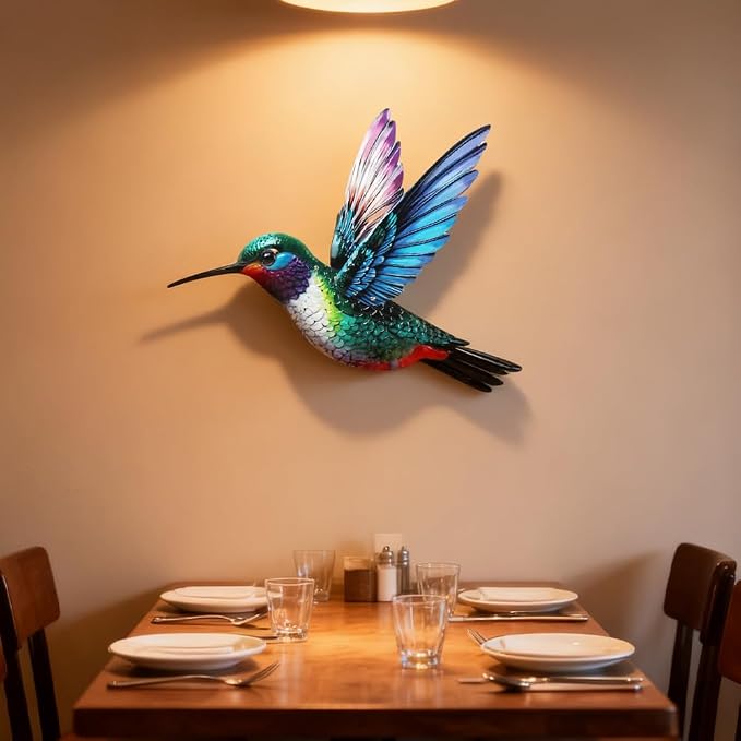 VEWOGARDEN Bird Wall Art, Large Outdoor Metal Hummingbird Hanging Wall Decor for Home Outside Patio Garden Fence Decorations