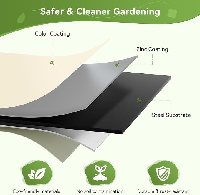 COMHOMA 3 Pack Round Raised Garden Bed 2x2x1ft,Galvanized Metal Planter Box Kit for Outdoor Gardening,Vegetable Flower Herb Growing Beds with Gloves Tools,White
