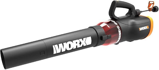 WORX WG520 12 Amp TURBINE 600 Electric Leaf Blower and GoGreen Power GG-13750 16/3 50’ SJTW Outdoor Extension Cord, Lighted End, 50 Ft