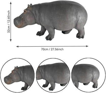 27.56" Large Weather Resistant Hippopotamus Garden Statue, Realistic Resin Hippo Wildlife Sculpture, Outdoor Decor for Lawn Yard Patio Pond Landscaping