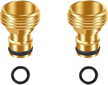 Garden Water Pipe Quick Connector, No-Leak 3/4 Inch GHT Thread Fitting Water Hose Male Adapter, Heavy-Duty Rust Resistant Brass Water Pipe Connect, Easy to Use (2 Male Connect）