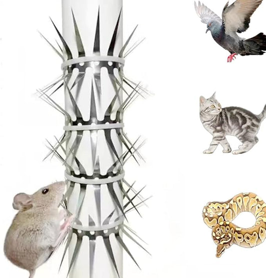 Animal Repeller Defender, Stainless Steel Sharp Blade Spikes Scarer Device,Deterrent Strips Fence for Pipes Acces and Climb (49.2 Feet)