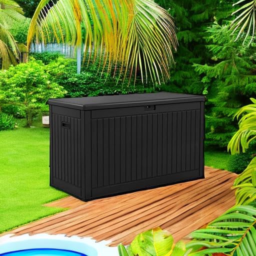 YITAHOME 320 Gallon Extra Large Deck Box | Double-Wall Resin Outdoor Storage Box with Flexible Divider for Patio Cushions Pool Supplies Garden Tools, 1000lbs Load