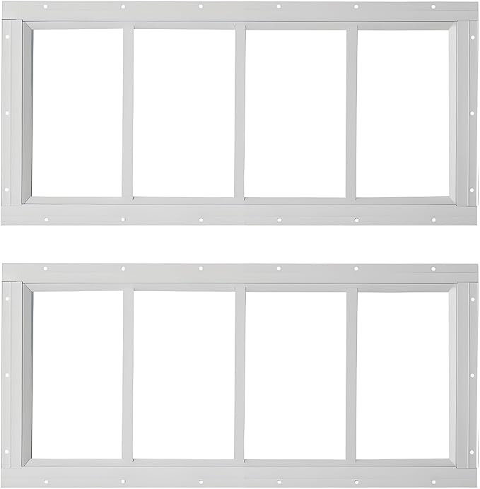 2 Pack Shed Window (White, 10" x 23")