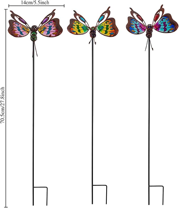 3 Pack Butterfly Decorative Garden Stakes,Butterflies Porch Decorations Outdoor Decor for Spring Yard Art Patio Plant Pot Flower Bed Ornaments